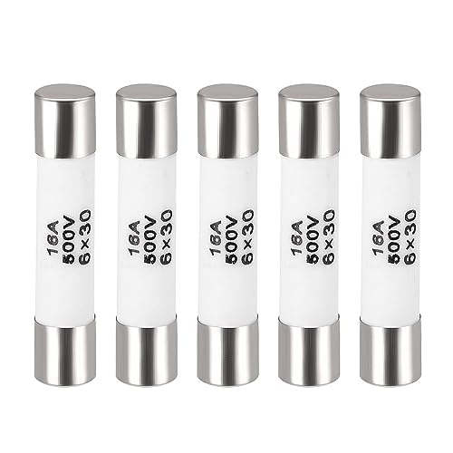 sourcing map 5 Stück Keramikpatrone Sicherungen 16A 500V 6x30mm Schnelle Ersatz für Verstärker Energiesparlampe Vorschaltgerät sourcing map 5 Stück Keramikpatrone Sicherungen 16A 500V 6x30mm Schnelle Ersatz für Verstärker Energiesparlampe Vorschaltgerät von sourcing map
