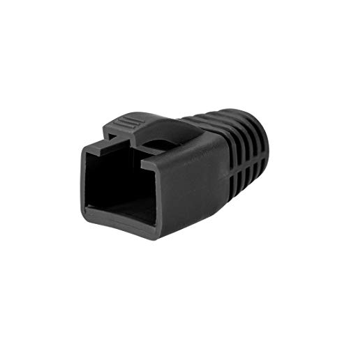 sourcing map 50Stk. RJ45 Booten Deckel Staubschutz für Netzwerkkabel CAT6 CAT7 7mm Loch Dmr. Schwarz Plastik von sourcing map