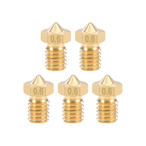 sourcing map 5Stk. 3D-Drucker Druckköpfe M6 Gewinde Ersatzteile für V5 V6 1,75mm Extruder Messing Druckdüse 0,6mm von sourcing map