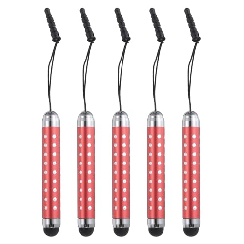 sourcing map 5pcs Stylus Pen für Touchscreens einziehbare Mini Strass Diamant kapazitive Stifte für Universal alle Touchscreen-Geräte, Rot von sourcing map