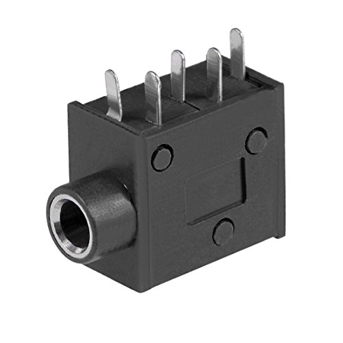 sourcing map 6 PCB Mount 3.5 mm 5 Pin Buchse Kopfhörer Stereo Jack Audio Video Stecker schwarz pj325 von sourcing map