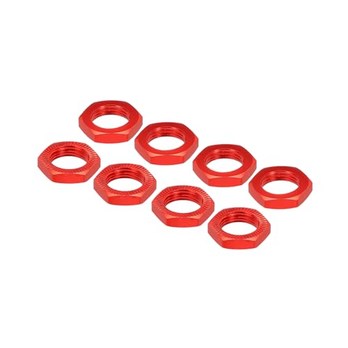 sourcing map Aluminium 17mm RC Radmutter Gewinde M12x1.0mm Sechskant Radmuttern RC Radmutter für 1/8 RC Modellauto Trucks Geländewagen Aufgerüstete Teile Packung mit 8 (Rot) von sourcing map