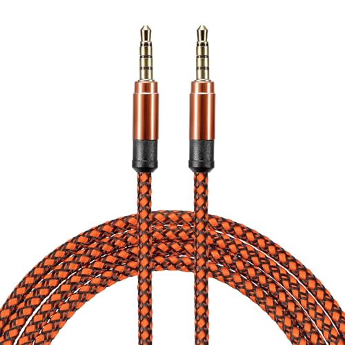 sourcing map Aux Kabel 3.5mm Stecker an Stecker Nylon Geflochten 10Ft Anschlusskabel Orange für Kopfhörer Smartphone Heim/Auto Stereoanlage Lautsprecher Computer von sourcing map