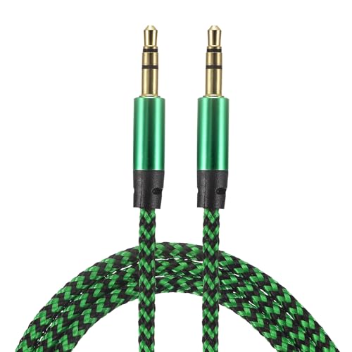 sourcing map Aux Kabel 3.5mm Stecker an Stecker Nylon Geflochten 3Ft Anschlusskabel Grün für Kopfhörer Smartphone Heim/Auto Stereoanlage Lautsprecher Computer von sourcing map