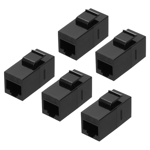 sourcing map Cat-6-Ethernet-Koppler, RJ45 Cat6-Koppler-Buchse auf Buchse, Ethernet-Adapter, schwarz, 15 x 32 x 22 mm, 5 Stück von sourcing map