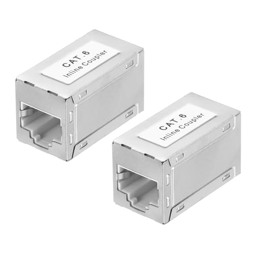 sourcing map Cat-6-Ethernet-Koppler, RJ45 Cat6 geschirmte Kupplungsbuchsen Buchse auf Buchse, Ethernet-Adapter, Silber, 16 x 18 x 30 mm, 2 Stück von sourcing map