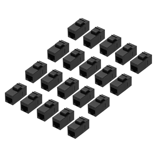 sourcing map Cat 6 Ethernet-Koppler, RJ45-Kat6-Kupplungsbuchsen, weiblich auf weiblich, Ethernet-Adapter, schwarz, 15 x 32 x 22 mm, 20 Stück von sourcing map
