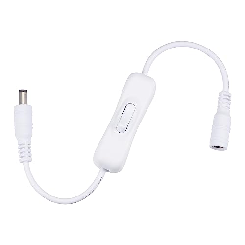sourcing map DC Kabel 5.5mm x 2.1mm 1 Buchse zu 1 Männlich mit Schalter für Kamera LED Licht Weiß 2Stk von sourcing map