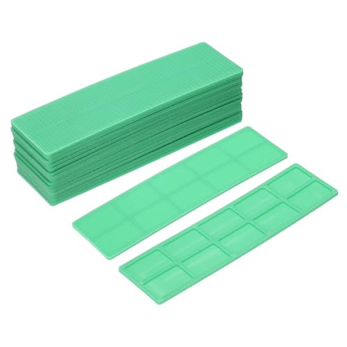 sourcing map Flache Unterlegscheiben aus Kunststoff für Nivellierung, 2 mm (1/16 Zoll) Strukturfliesen-Verbundscheiben, Kunststoff-Verglasungsblöcke für Heimwerker, Fenster, WC, Tisch, Grün, 50 Stück von sourcing map