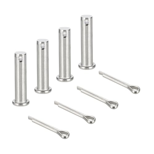 sourcing map Gabelkopfstifte, M12 x 50 mm, 304 Edelstahl, Einloch, Flachkopf, Anhängerkupplung, Verschlusssysteme mit Splinten für Möbelmontage, Anhänger, Rasenmäher, Silber, 4 Stück von sourcing map