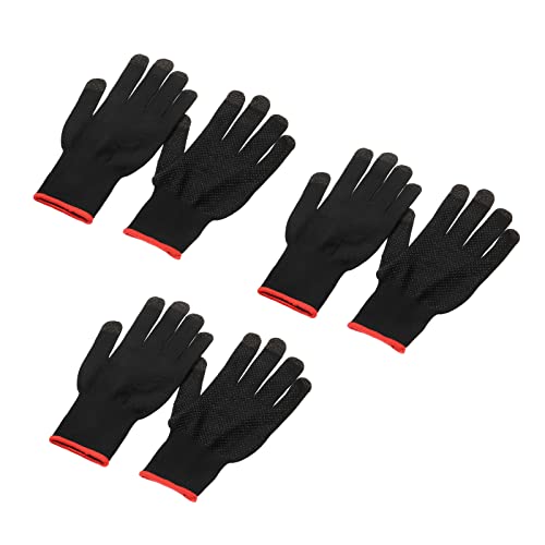 sourcing map Spiel Handschuhe Finger Spielhandschuh Atmungsaktiv Schweißfrei Touch Handy Spiel Regler Handschuh Schwarz/Rot für Handyspiele 3 Set von sourcing map