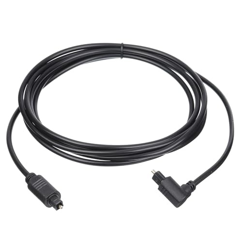 sourcing map Glasfaser-Audiokabel, 90 Grad, digitales Audio-Optikkabel, 2,5 m lang, TOS, optisches Verbindungskabel, PVC-Kunststoff-Stecker für TV, DVD-Verstärker, Stereo, Schwarz von sourcing map