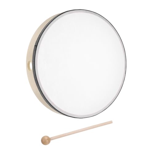 sourcing map Handtrommel, Musik-Percussion, 25,4 cm, Holzrahmen, Schlagzeug-Set mit Schlagzeugstock, Musikinstrument für Musikerziehung, Zuhause, Party, Aufführungen (Holzfarbe), 1 Stück von sourcing map
