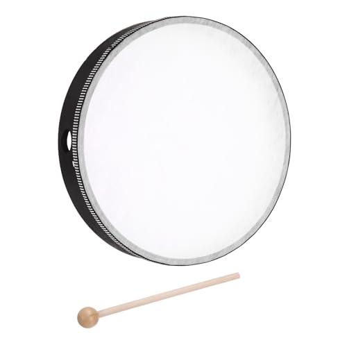 sourcing map Handtrommel, Musik-Percussion, 25,4 cm, Holzrahmen, Schlagzeug-Set mit Schlagzeugstock, Musikinstrument für Musikerziehung, Zuhause, Party, Aufführungszubehör (schwarz), 1 Stück von sourcing map