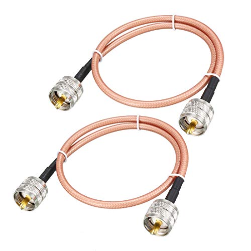 sourcing map Low Loss RF Koaxialkabel Verbindung Koaxialkabel RG-142, PL-259 UHF Stecker auf PL-259 UHF Stecker, 50 cm, 2 Stück von sourcing map