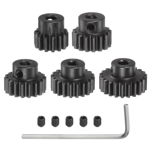 sourcing map M1 Ritzel Set 5mm Welle 14T 16T 18T 20T 22T Motorritzel aus gehärtetem Stahl mit Stufen für RC Auto (5 Stück) von sourcing map