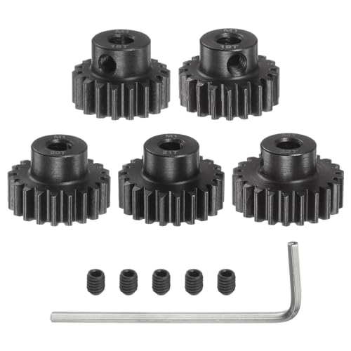 sourcing map M1 Ritzel Set 5mm Welle 18T 19T 20T 21T 22T Motorritzel aus gehärtetem Stahl mit Stufen für RC Auto (5 Stück) von sourcing map