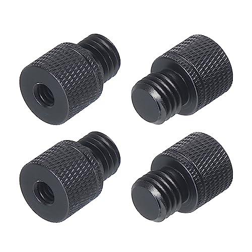 sourcing map Mikrofonständer-Adapter, 1/4 Zoll Buchse auf M12 Stecker, Kamera-Schraubgewinde, Adapter für Mikrofon-Stativständer, Schwarz, 4 Stück von sourcing map