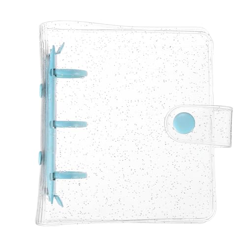 sourcing map Mini-Bindereinband, 10,9 cm (4,3 Zoll), PVC, transparent, 3 Ringe, nachfüllbares Notizbuch mit Druckknopf, für Fotokarten, Sammelalben, Tagebuch, Ledger, Blau von sourcing map