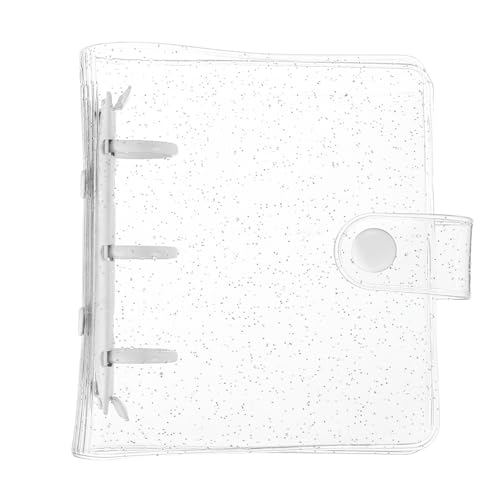sourcing map Mini-Bindereinband, 10,9 cm (4,3 Zoll), PVC, transparent, 3 Ringe, nachfüllbares Notizbuch mit Druckknopf, für Fotokarten, Sammelalben, Tagebuch, Ledger, Weiß von sourcing map