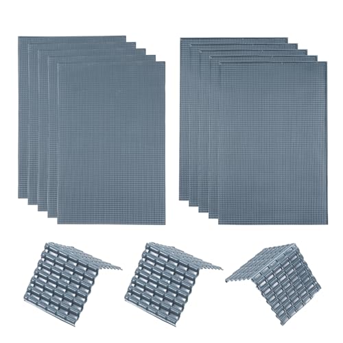 sourcing map Miniatur Dachziegel PVC Modell Dachziegel Mini DIY Ziegel Modellbau-Set für Modellbau Puppenhäuser Garten Sandtisch 29,5x19,5cm/1,16x0,76" Dunkelgrau Packung mit 10, 1:75 von sourcing map