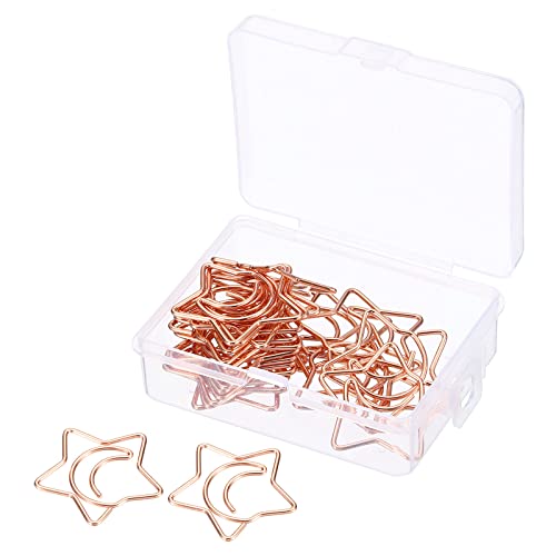 sourcing map Papier Klemme Mond Stern-Geformt Niedlich Dekorativ Spaß Klammern Lesezeichen 1.1" Rose Gold für Organisieren Büro Haus Pack von 20 von sourcing map