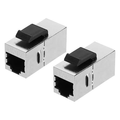sourcing map RJ45 Cat 6 Ethernet-Koppler, Cat6 geschirmte Kupplungsbuchsen Buchse auf Buchse, Ethernet-Adapter, Silber, 2 Stück von sourcing map