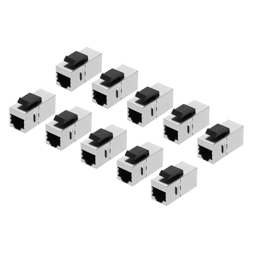 sourcing map RJ45 Cat 6 Ethernet-Koppler, geschirmte Cat6-Kupplungsbuchsen Buchse auf Buchse, Ethernet-Adapter, Silber, 10 Stück von sourcing map