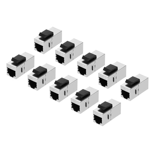 sourcing map RJ45 Cat 7 Ethernet-Koppler, Cat7 geschirmte Kupplungsbuchsen Buchse auf Buchse, Ethernet-Adapter, Silber, 10 Stück von sourcing map
