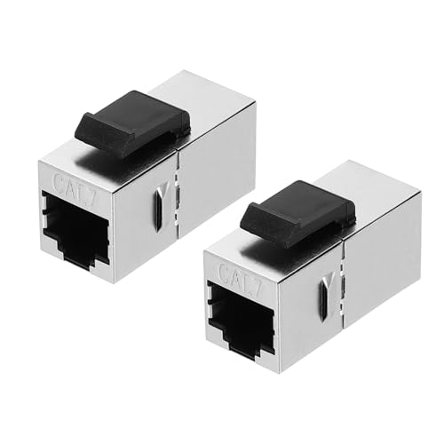 sourcing map RJ45 Cat 7 Ethernet-Koppler, Cat7 geschirmte Kupplungsbuchsen Buchse auf Buchse, Ethernet-Adapter, Silber, 2 Stück von sourcing map