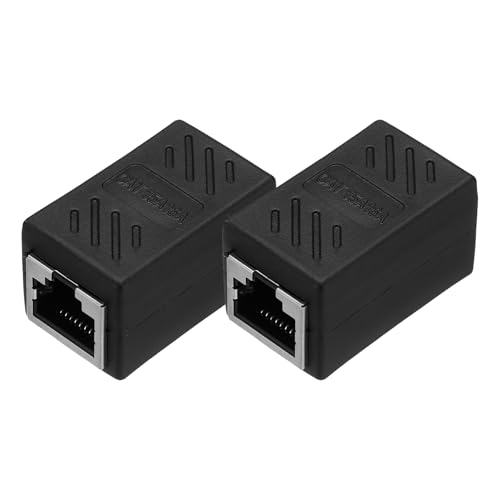 sourcing map RJ45-Ethernet-Koppler, Buchse auf Buchse, Cat6-Koppler, Ethernet-Verlängerungsadapter, Netzwerkstecker für Cat8/Cat7/Cat6/Cat5e/Cat5, Schwarz, 2 Stück von sourcing map