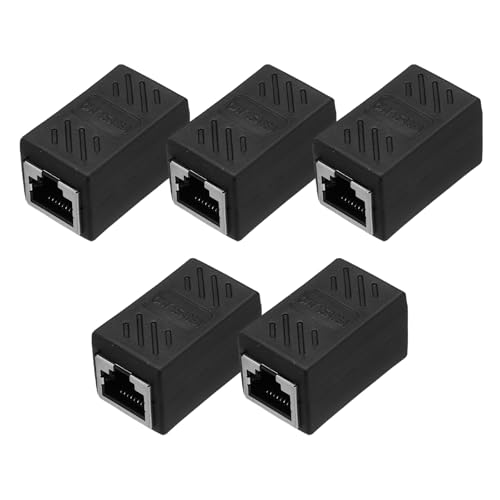 sourcing map RJ45-Ethernet-Koppler, Buchse auf Buchse, Cat6-Koppler, Ethernet-Verlängerungsadapter, Netzwerkstecker für Cat8/Cat7/Cat6/Cat5e/Cat5, Schwarz, 5 Stück von sourcing map