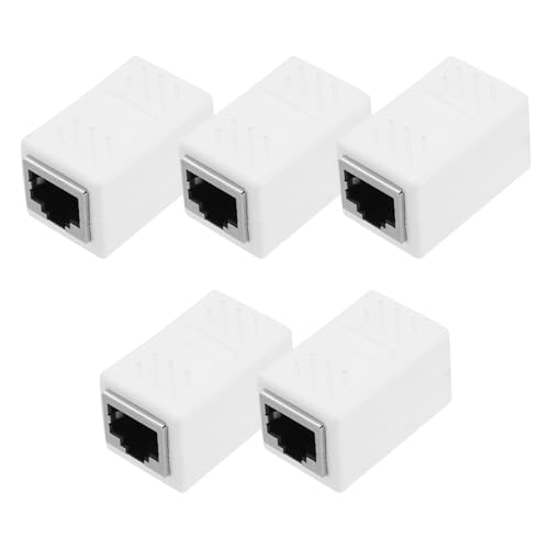 sourcing map RJ45-Ethernet-Koppler, Buchse auf Buchse, Cat6-Koppler, Ethernet-Verlängerungsadapter, Netzwerkstecker für Cat8/Cat7/Cat6/Cat5e/Cat5, Weiß, 5 Stück von sourcing map