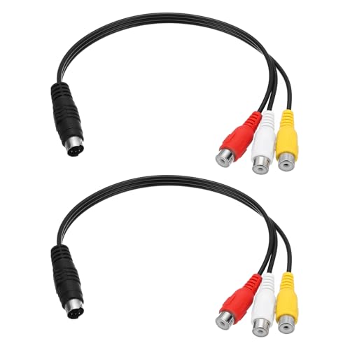 sourcing map S-Videokabel, 4-poliger S-Video-Stecker auf 3 Cinch-Buchse, Composite-Adapter, Konverter, Übertragung für TV-Empfänger, Monitor, 2 Stück von sourcing map