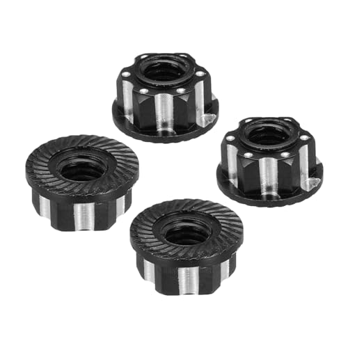 sourcing map Sechskantmuttern aus Aluminium M4 RC Radmuttern Staubdichte rutschfeste Montagekappe für 1/10 RC Modellauto LKW Geländewagen Aufgerüstete Teile Packung mit 4 (Schwarz) von sourcing map