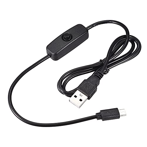 sourcing map USB Kabel mit EIN/AUS Schalter, USB Stecker auf Micro USB Stecker Verlängerungskabel 1M Schwarz, für LED Schreibtischlampe von sourcing map