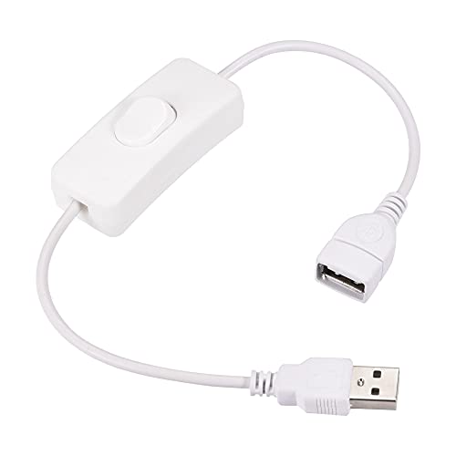 sourcing map USB Kabel mit Ein/Aus Schalter, USB Stecker auf Buchse Verlängerungskabel 34cm Weiß, für LED Schreibtischlampe LED Streifen von sourcing map