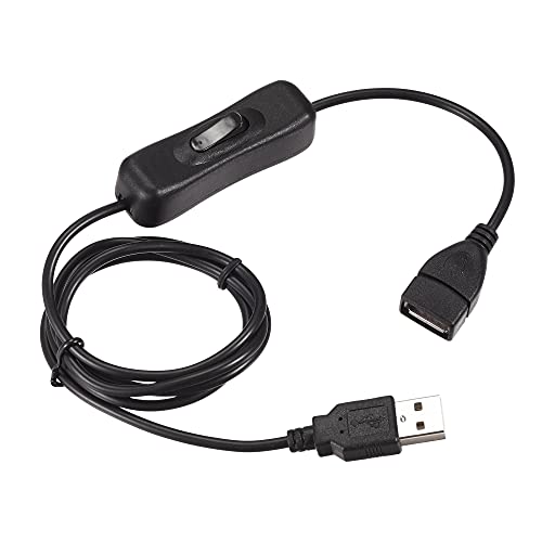 sourcing map USB Kabel mit Ein/Aus Schalter USB Stecker auf Buchse Verlängerungskabel 1m Schwarz für LED Schreibtischlampe LED Streifen von sourcing map