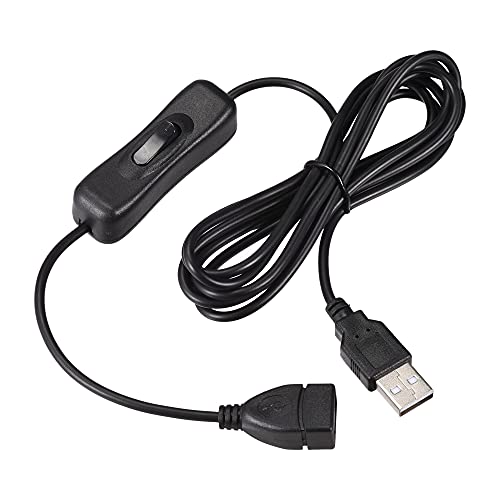 sourcing map USB Kabel mit Ein/Aus Schalter USB Stecker auf Buchse Verlängerungskabel 2 Meter Schwarz für LED Schreibtischlampe LED Streifen von sourcing map