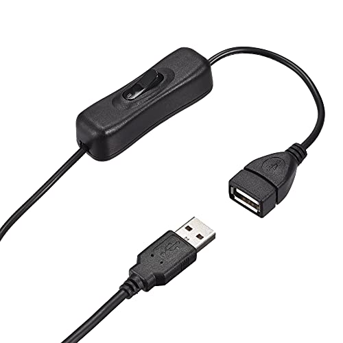 sourcing map USB Kabel mit Ein/Aus Schalter USB Stecker auf Buchse Verlängerungskabel 3 Meter Schwarz für LED Schreibtischlampe LED Streifen von sourcing map