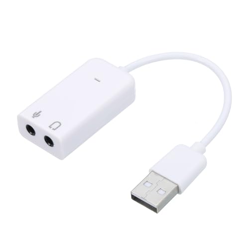 sourcing map USB-Soundkarte, USB auf 3,5-mm-Klinkenstecker, Audio-Adapter, unterstützt Virtual 7.1 Surround Sound, Weiß, 2 Stück von sourcing map