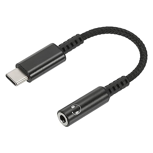 sourcing map USB Typ C bis 3.5mm Buchsen Kopfhörer Buchse Adapter USB C auf Aux Audio HiFi Hi-Res Kabel Kordel 5" für Handy Schwarz von sourcing map