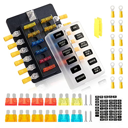 Soyond 12v Sicherungshalter, KFZ Sicherungskasten, mit LED-Anzeige feuchtigkeitsfeste Abdeckung, DC 12-24V Passend für KFZ-Boot, Van, Marine-SUV, LKW, mit 24-Sicherungen und 12 OT-Terminal Soyond 12v Sicherungshalter, KFZ Sicherungskasten, mit LED-Anzeige feuchtigkeitsfeste Abdeckung, DC 12-24V Passend für KFZ-Boot, Van, Marine-SUV, LKW, mit 24-Sicherungen und 12 OT-Terminal von soyond