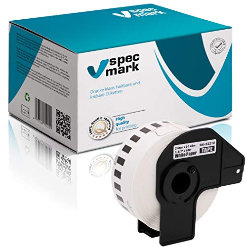 specmark 1 Rolle Endlosetiketten kompatibel mit Brother DK-22210 29mm x 30,48m Etiketten für allen QL-Etikettendruckern QL-570 QL-700 QL-800 von specmark