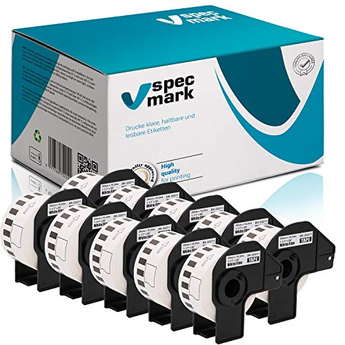specmark 10 Rollen Endlosetiketten kompatibel mit Brother DK-22211 29mm x 15,24m Etiketten für allen QL-Etikettendruckern QL-570 QL-700 QL-800 von specmark