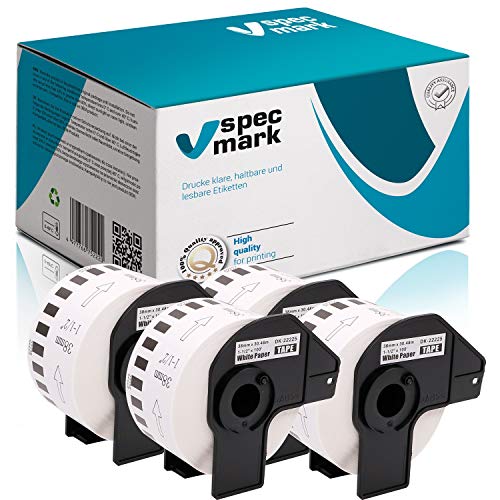 specmark 4 Rollen Endlosetiketten kompatibel mit Brother DK-22225 38mm x 30,48m Etiketten für allen QL-Etikettendruckern QL-570 QL-700 QL-800 von specmark
