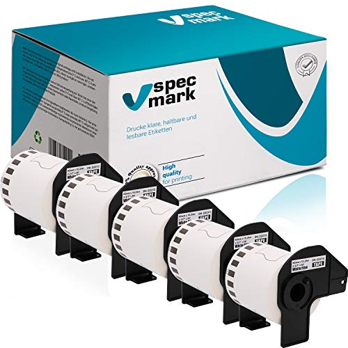 specmark 5 Rollen Endlosetiketten kompatibel mit Brother DK-22212 62mm x 15,24m Etiketten für allen QL-Etikettendruckern QL-570 QL-700 QL-800 von specmark