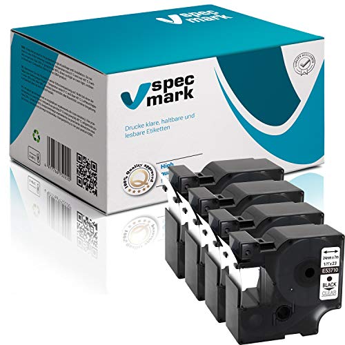 specmark Kompatibel für DYMO D1 53710 Schriftband 24mm x 7m Satz x 4 St. Schwarz auf Durchsichtig kompatibel mit DYMO D1 für Drucker LM LabelManager LP LabelPoint LW LabelWriter DUO specmark Kompatibel für DYMO D1 53710 Schriftband 24mm x 7m Satz x 4 St. Schwarz auf Durchsichtig kompatibel mit DYMO D1 für Drucker LM LabelManager LP LabelPoint LW LabelWriter DUO von specmark
