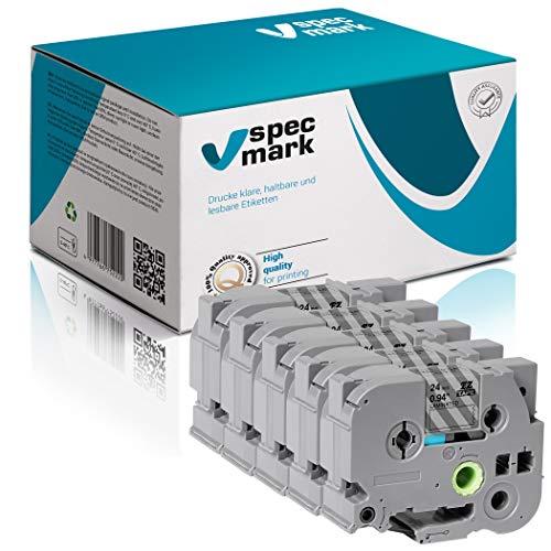 specmark Schriftband TZe-153 24mm x 8m Satz x 5 St. Blau auf Durchsichtig Band kompatibel mit Drucker Brother PT P-touch AZe-153 EZe-153 TZ-153 TZ2-153 von specmark