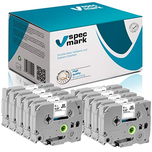 specmark Schriftband TZe-211 6mm x 8m Satz x 10 St. Schwarz auf Weiß Band kompatibel mit allen Drucker Brother PT P-touch AZe-211 EZe-211 TZ-211 TZ2-211 specmark Schriftband TZe-211 6mm x 8m Satz x 10 St. Schwarz auf Weiß Band kompatibel mit allen Drucker Brother PT P-touch AZe-211 EZe-211 TZ-211 TZ2-211 von specmark